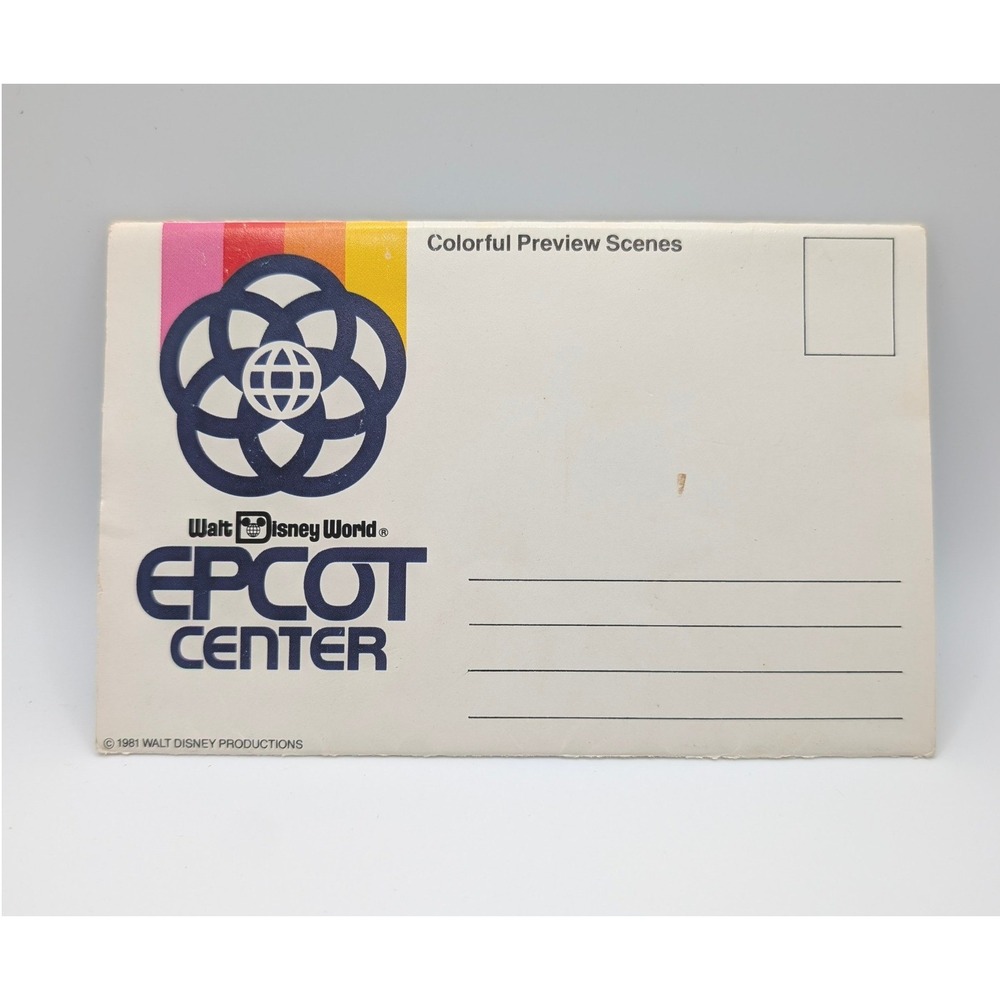 Vintage 1981 Walt Disney World EPCOT Center Colorful Preview Scenes Postcard